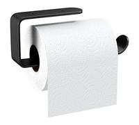 Gvolatee 1 pièce 16CM Porte Papier Toilette Alliage d'aluminium Mat, Support Derouleur Papier Toilette Murale Perçage avec Vis Fixes, Stable Porte-Papier Devidoir Distributeur Toilette Noir