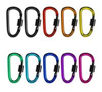 Gvolatee 10 pièce mousquetons Escalade D-clé coloré Aluminium, Mousqueton Porte clé Ultra-léger avec Verrouillage à vis pour Sac à Dos de Camping, Bouilloire, Tente, Corde, pêche, randonnée ou Voyage