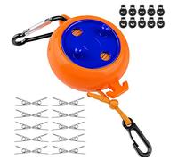 Gvolatee 10M Corde a Linge Retractable avec 10 Boucles Fixes et 20 Pinces Coupe-Vent, Clothesline Exterieur Portable pour Drap de lit, Fil à Linge pour Jardin, Camping-Car, buanderie, Voyage