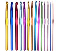 Gvolatee 14pcs Crochets en Aluminium Tricot Outils, Ensemble de Crochets Ergonomique Crochets de Tricot Multicolore 2-10mm, Crochets Aiguilles à Tricoter Craft pour Débutants et Professionnels