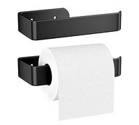 Gvolatee 2 pièce 16CM Porte Papier Toilette Alliage d'aluminium Mat, Support Derouleur Papier Toilette Murale Perçage avec Vis Fixes, Stable Porte-Papier Devidoir Distributeur Toilette Noir