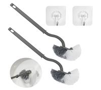 Gvolatee 2 Pièces Brosse Toilettes WC, Brosse a Toilettes WC avec 2 Crochet, Brosse Toilettes WC Incurvée, Brosse Toilette Tete Courbee, Brosse Nettoyage WC Cuvette, Brosse Fond Toilette pour Salle