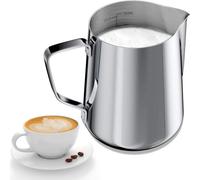 Gvolatee 350ml Pot à Lait 304 Inox pour Mousser le Lait, Pichet avec Marque de Mesure 12oz, Tasse a Cafe, Latte Art, Pichet pour Cappuccino, Expresso, Parfait pour Les Amateurs de Café
