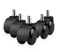 Gvolatee 5 pièces roulette chaise de bureau 11mm x 22mm 360° Rotation pour jeu chaises, roulette pivotantes conception à double roue, roulettes de rechange silencieuses sans rayures, noir