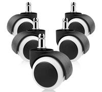 Gvolatee 5 pièces roulette chaise de bureau 11mm x 22mm 360° Rotation pour jeu chaises, roulette pivotantes conception à double roue, roulettes de rechange silencieuses sans rayures, blanc