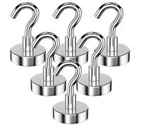 Gvolatee 6 pièces 25 MM crochet aimanté force d’attraction de 22KG, aimant magnetique crochets puissants détachables, néodyme Crochets magnétiques ronds pour cuisine réfrigérateurs, plafond, moyen