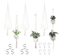 Gvolatee 6 pièces Pot Suspendu en Coton Macramé, Fourni avec 6 Crochets en S et 6 Crochets avec Vis, Macrame Suspension Plante Interieur, de Fleur Jambes en Corde, Porte Décoration du Jardin