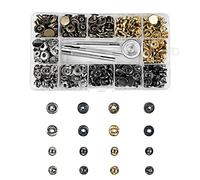 Gvolatee Lot de 120 Boutons Pression en Métal 12.5mm, 4 Couleurs Bouton Pression Metal Sans Couture avec Boîte de Rangement et Outils de Fixation pour Vêtements en Cuir, Artisanat, Jean, Sac à Main