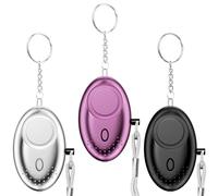 Gvolatee Lot de 3 Alarme Personnelle Anti-Agression avec Lumières LED - 130db de Poche, Porte-Clé pour Femmes, Enfants et Personnes Agées