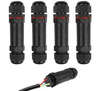 Gvolatee Lot de 4 Connecteur Etanche 3 Fils, Connecteurs de Fils Étanches, Boite de Jonction Electrique, Raccord Electrique Etanche IP68, Connexion de Câble Extérieur de Manchon pour Câble Souterrain
