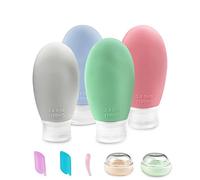 Gvolatee Lot de 9 Flacon de Voyage 100Ml, Étanches Silicone Vide Bouteilles de Voyage, Rechargeables Contenant, pour Lotions et Articles de Toilette, Shampoing, Revitalisant, Gel Douche, Sans BPA