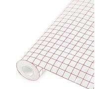 Gvolatee papier transfert avec grille d'alignement rouge, Ruban de transfert pour vinyle solide pour décalcomanies, fenêtres, autocollants de voiture, film de adhesif transfert 30.5 cm x 500 cm