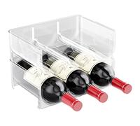 Gvolatee Range-Bouteilles (Lot de 2) - casier à Bouteilles empilable en Plastique pour 6 Bouteille de vin ou Autre Boisson - étagère à vin Moderne pour jusqu'à 6 Bouteilles au Total - Transparent