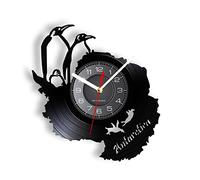 GVOZI Pendule Murale De 30 cm Horloge Murale Pingouins Antarctiques Trois Pingouins Empereurs Décor De Salon Disque Vinyle Horloge Murale Pôle Sud Pingouins Oiseaux De Mer Cadeau
