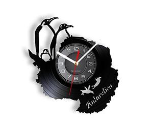 GVOZI Pendule Murale De 30 cm Horloge Murale Pingouins Antarctiques Trois Pingouins Empereurs Décor De Salon Disque Vinyle Horloge Murale Pôle Sud Pingouins Oiseaux De Mer Cadeau