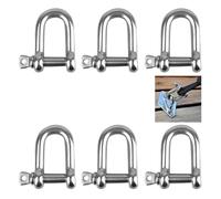 GVPOELR Manille en D, 6 pièces M8 D, Manille en acier inoxydable 304, Manille en acier inoxydable, manille en D à anneau droit, D Manille en acier inoxydable, pour fixation par cordons