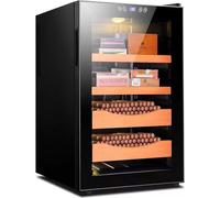 Gvqng Cave à Cigares éLectrique De 70 litres, Cave à Cigares d'une Capacité De 400 Cigares avec éTagèRes en Bois De CèDre Et HygromèTre, BoîTe à Cigares, pour Hommes, Maris,Noir