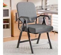 Gvqng Chaise De Bureau Ergonomique Pliable en Maille avec Assise RembourréE, Chaise De Bureau Pliable avec Accoudoirs, Chaises De RéUnion pour Visiteurs,Gray 1