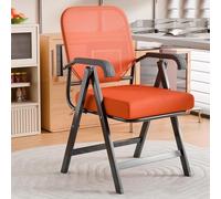 Gvqng Chaise De Bureau Ergonomique Pliable en Maille avec Assise RembourréE, Chaise De Bureau Pliable avec Accoudoirs, Chaises De RéUnion pour Visiteurs,Orange