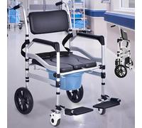 Gvqng Chaise De Douche à roulettes, Fauteuil Roulant Pliable 4 en 1, RéGlable en Hauteur, Chaise De Douche à roulettes avec Grande Chaise PercéE, Roues 360° SûRes Et Lisses,A