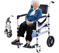 Gvqng Chaise De Douche PercéE RéGlable avec roulettes, Accoudoirs Et Dossier, pour Une Mobilité Et Une SéCurité Accrues, IdéAle pour Les Personnes âGéEs Et HandicapéEs,A