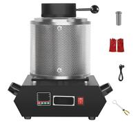Gvqng Four De Fusion d'or 1000 °C, Four De Fusion éLectrique NuméRique avec Creuset en Graphite, Pince, Cordon d'alimentation Et Gants Isolants, pour Argent, Cuivre Et Aluminium,Noir,3KG