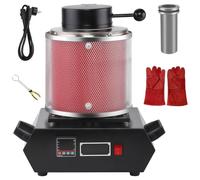 Gvqng Four De Fusion éLectrique, Kit De Four De Fusion éLectrique pour l'or AméLioré, Outil De CouléE De MéTaux 1500 W avec éCran NuméRique Et Creuset en Graphite,Rouge,1KG