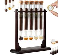 Gvqng Infuseur à Cigares avec Humidificateur, Kit D'Infusion en Verre Transparent pour Cigares, Socle en Bois Fait Main, Bouchon HerméTique pour Infusions Maison,Marron,1pcs