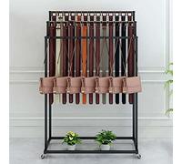 Gvqng Organisateur De Ceinture en MéTal avec Roues, Montage Au Sol Moderne Crochet De Suspension, Boutiques De VêTements Titulaire De Stockage Au DéTail, PréSentoir à Cravates,Noir,100x40x150CM