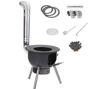 Gvqng PoêLe à Bois D'ExtéRieur, PoêLe à Bois De Camping Amovible en Fer Rocket avec Trois Foyers, pour Cuisiner, Griller, Pique-Niquer Et Chasser en Plein Air,Outer Diameter 58cm(22.83in)
