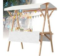 Gvqng PréSentoir De Marché Pliable en Bois, Chariot De Vente Ambulante avec Auvent, éTal De Vente De Produits Alimentaires, IdéAl pour Les MarchéS, La Vente De Nourriture,015,59 in Wheel Model