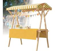 Gvqng PréSentoir De Marché Pliable en Bois, Chariot De Vente Ambulante avec Auvent, éTal De Vente De Produits Alimentaires, IdéAl pour Les MarchéS, La Vente De Nourriture,010,59 in Wheel Model