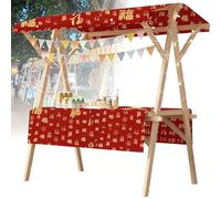 Gvqng PréSentoir De Marché Pliable en Bois, Chariot De Vente Ambulante avec Auvent, éTal De Vente De Produits Alimentaires, IdéAl pour Les MarchéS, La Vente De Nourriture,009,59 in Wheel Model