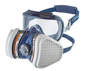 GVS Filter Technology SPR537 Lunettes de protection Elipse Integra + Demi-masque contre les risques organique et la poussière et les vapeurs organiques A2P3, prêt à l'emploi, moyen/grand, bleu