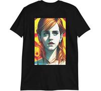 GVSCVS Emma Watson Cartoon T-Shirt Movie Actress Fan Art Hermione Painting 2000S(Small)