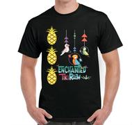 GVSCVS Enchanted Tiki Room Magic Kingdom Colorful Exotic Birds Flowers T-Shirt Black(Medium)
