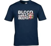 GVSCVS England Rugby Supporter T Shirt Blood, Sweat and Beers. Blue(Small)