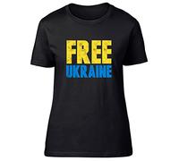 GVSCVS Free Ukraine Fitted Womens Ladies White Yellow Black Red Mens Women T Shirt 100% Cotton1884(X-Large)