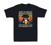 GVSCVS God is Great Beer is Good and People are Crazy Dog Beer Lover Gift Men's T-T-Shirts à Manches Courtes(XX-Large)