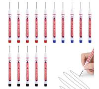GVSS 15 Pièces Marqueur Noir Indélébile Pointe Fine avec Pointe Fine Extra-Longue 20mm,Noir,Rouge,Bleu,Stylo Marqueur Charpentier,Marqueur Indélébile sur Bois,Métal,Béton et Plastique