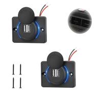 GVSS 2 Pièces Prise USB Voiture 12V-24V Étanche avec Interrupteur, Double Port Prise USB 12V Encastrable 3.1A avec Lumière Bleue & 4 Vis,pour Voiture,Bateau,Camion,Camping-Car