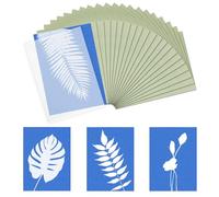 GVSS 24 Pièces Papier Cyanotype Haute Sensibilité 21 x 14,8 cm, Papier d'Impression Solaire A5 Professionnel,avec Outil en Acrylique Transparent,pour Artisanat,Bricolage et Projets Artistiques