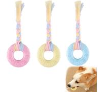 GVSS 3 Pièces Jouet Chiot pour Les Dent en Caoutchouc avec Corde,Circulaire | 360° massage gencives anti-plaque,TPR,Apaise stress anxiété séparation,Corrige morsures,Adapté petits moyens chiens