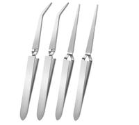 GVSS 4 Pièces Pince à Pincher en Acier Inoxydable 148 mm,Pince a Pincher pour Ongle avec Bouts Droit et Courbé,pour Extensions de Cils DIY,Manucure,Art des Ongles et Réparations de Montres