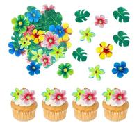 GVSS 83 Pièces Decoration Gateau Comestible,Fleur et Feuille en Papier