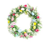 Gvvsjgdbis 1 couronne de Pâques de 13,8 cm avec fleurs, cordon comme sur la photo, en plastique, à suspendre, pour la décoration intérieure et extérieure de la porte d'entrée ou du mur