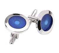 Gvvsjgdbis 1 paire Boutons de manchette de mode pour homme Yeux ronds de mode Boutons de chemise Pour des Tenue Boutons de manchette de mariage d'affaires Cadeau (Argent + bleu)