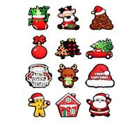 Gvvsjgdbis 12 Pièces de Perles en Silicone Noël en Forme de Père Noël Mélangées en Vrac pour Noël, Bricolage, Stylo, Porte-Clés