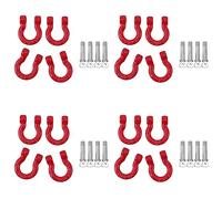 Gvvsjgdbis 16 Pièces Séries en Métal Rouge Pare-Chocs D-Ring Crochet de Remorquage pour 1/10 Télécommandée Voiture sur -4 Axial SCX10 90046 D90