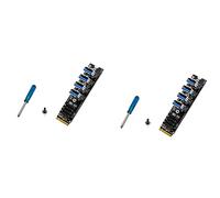 Gvvsjgdbis 2 x USB 3.0 PCI-E Riser Card M.2 vers PCIE Extender Riser Card Card 4 ports PCI-Express Adapter pour OS Linux